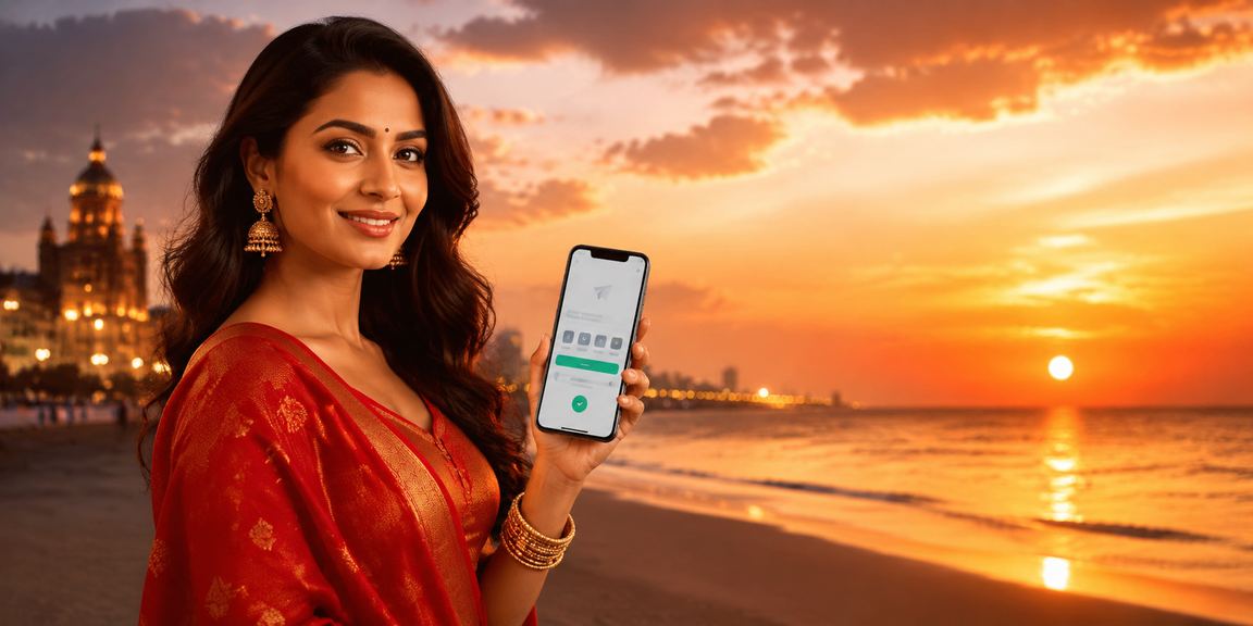 Person logging in through mobile at Chennai Marina Beach