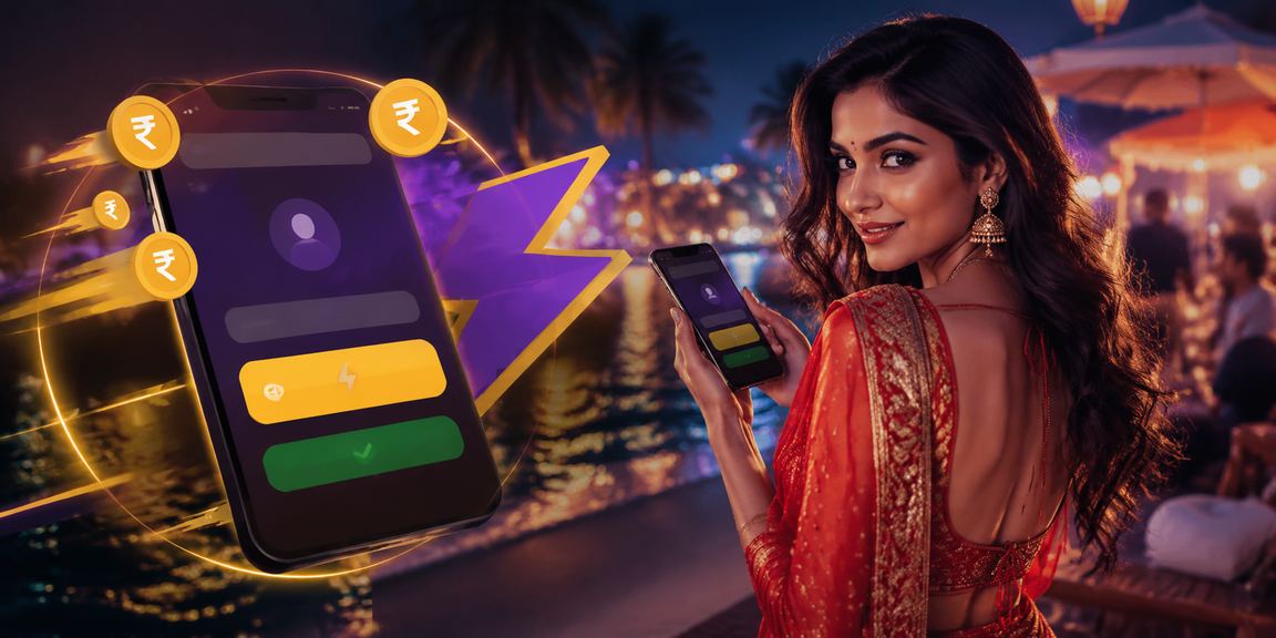 Lottery player using mobile payment at casino beach in Goa
